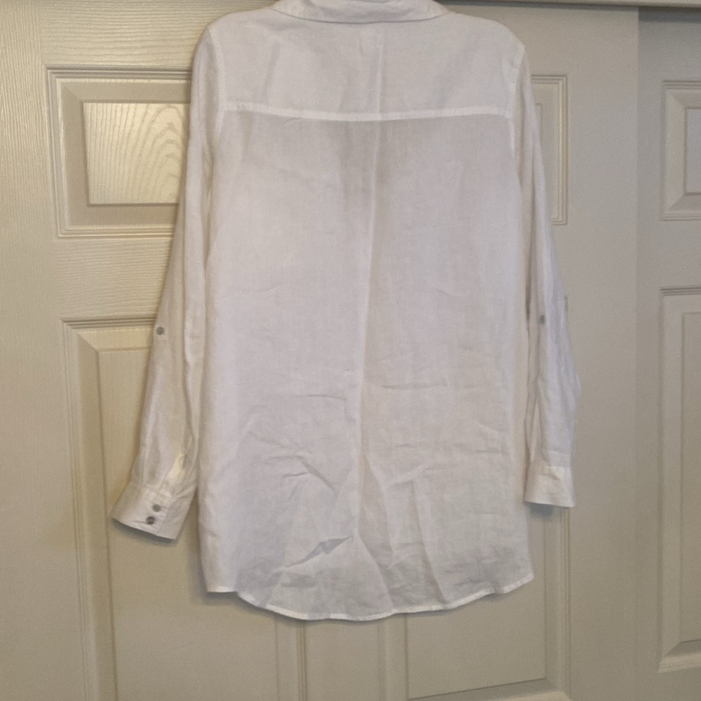 Sigrid Olsen 100 % linen button down shirt, classic white, x large - Picture 2 of 6